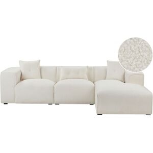 Beliani - Left Hand Corner Sofa Boucle Upholstery Extra Scatter Cushions Off-White Dolva