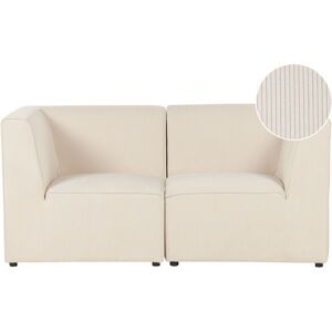 Beliani - Modern Corduroy 2 Seater Modular Sofa Jumbo Cord Corded Two Sectional Corner Pieces Beige Lemvig