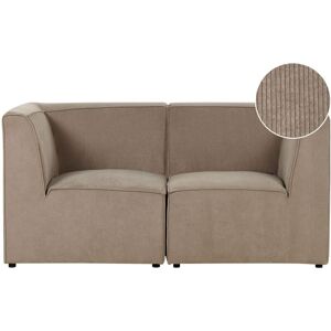 Beliani - Modern Corduroy 2 Seater Modular Sofa Jumbo Cord Corded Two Sectional Corner Pieces Taupe Lemvig