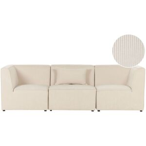 Beliani - Modern Corduroy 3 Seater Modular Sofa Jumbo Cord Corded Two Sectional Corner Pieces Beige Lemvig