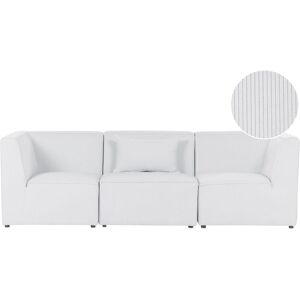 Beliani - Modern Corduroy 3 Seater Modular Sofa Jumbo Cord Corded Two Sectional Corner Pieces Off White Lemvig