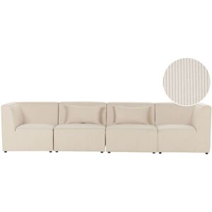 Beliani - Modern Corduroy 4 Seater Modular Sofa Jumbo Cord Corded 4 Pieces Beige Lemvig