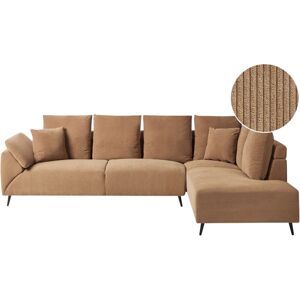 BELIANI Corner Sofa 4 Seater LUNNER Corduroy Brown Left Hand