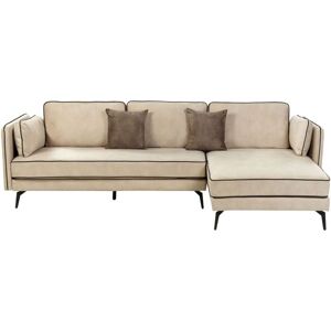 Beliani - Modern Corner Sofa Left Hand Velvet Upholstery Pillow Back Scatter Cushions Beige Altan