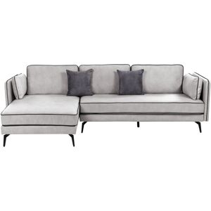 Beliani - Modern Corner Sofa Right Hand Velvet Upholstery Pillow Back Scatter Cushions Light Grey Altan