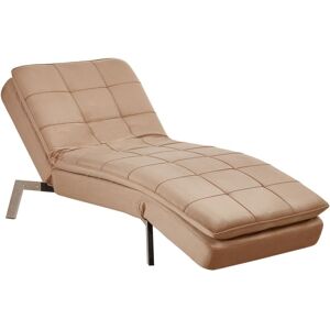 BELIANI Chaise Longue LOIRET Velvet Light Brown