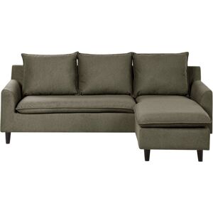Beliani - Modern Fabric Corner Left Hand Sectional Sofa Polyester Solid Wood Legs Dark Green Elvenes