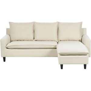 Beliani - Modern Fabric Corner Left Hand Sofa Polyester Solid Wood Legs Beige Elvenes