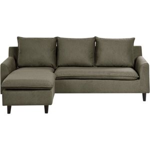 Beliani - Modern Fabric Corner Right Hand Sectional Sofa Polyester Solid Wood Legs Dark Green Elvenes