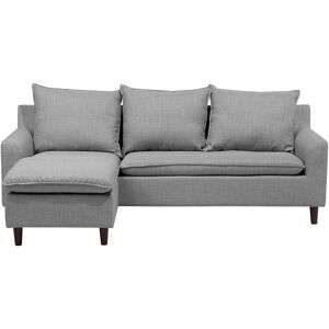 Beliani - Modern Fabric Corner Right Hand Sectional Sofa Polyester Solid Wood Legs Light Grey Elvenes