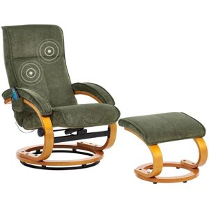 Beliani - Modern Fabric Recliner Armchair with Footstool Massage Heating Green Hero