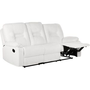 Beliani - Modern Fabric Recliner Sofa Manual Reclining Padded 3 Seater White Bergen