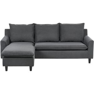 Beliani - Modern Fabric Right Hand Corner Sectional Sofa Polyester Solid Wood Legs Dark Grey Elvenes