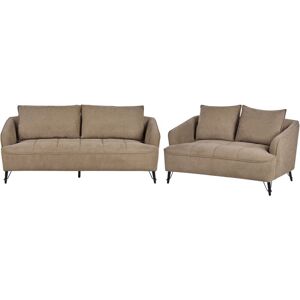 Beliani - Modern Fabric Sofa Set 2 and 3 Seater Additional Pillows Brown Hobro