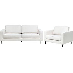 Beliani - Modern Fabric Sofa Set 3 Seater Armchair Metal Legs Off-White Savalen