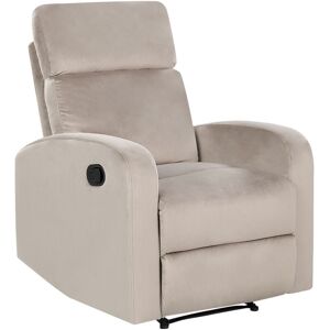 Beliani - Modern Fabric Velvet Manual Recliner Armchair Beige Verdal