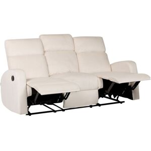 Beliani - Modern Fabric Velvet Manual Recliner Sofa 3-Seater Off-White Verdal