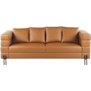 Beliani - Modern Faux Leather 3 Seater Sofa Metal Legs Brown Granna