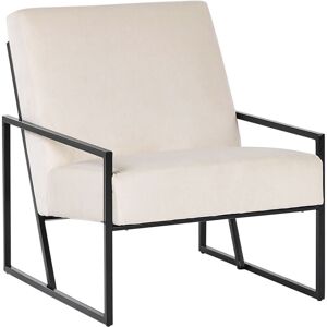 Beliani - Modern Glam Armchair Accent Chair Velvet Upholstery Black Iron Frame Light Beige Delary