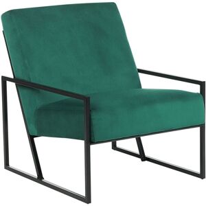 Beliani - Modern Glam Armchair Accent Chair Velvet Upholstery Black Metal Frame Green Delary