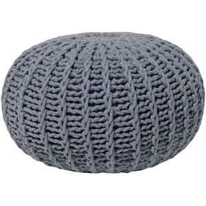 Beliani - Modern Knitted Round Pouffe Ottoman Cotton Grey 50 x 35 cm Conrad ii