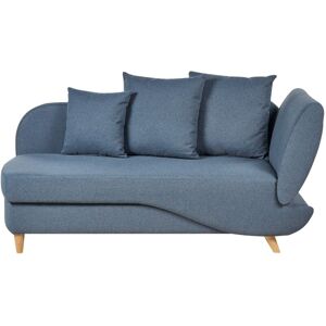 Beliani - Modern Left Hand 2 Seater Upholstered Chaise Lounge Storage Box Throw Cushions Fabric Blue Meri ii