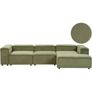BELIANI Modular Corner Sofa 4 Seater ARDAL Corduroy Green Left Hand