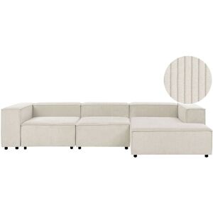 BELIANI Modular Corner Sofa 4 Seater ARDAL Corduroy Off-White Left Hand
