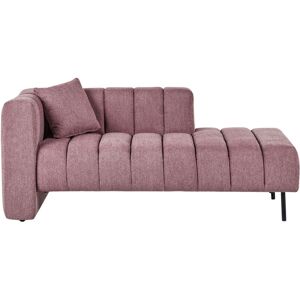Beliani - Modern Left Hand Chaise Lounge Fabric Upholstery Black Legs Additional Cushion Pink Lannils