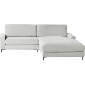 Beliani - Modern Left Hand Fabric Corner Sofa Chenille Finished Back Black Metal Legs Light Grey Maloy