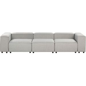 BELIANI Modern Modular 3 Seater Sofa Upholstered Polyester Fabric Black Legs Light Grey Ardal