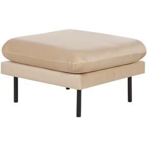 Beliani - Modern Ottoman Square Footstool Pillow-Top Velvet Fabric Beige Vinterbro
