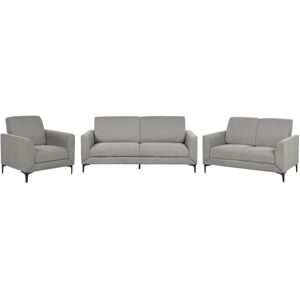 Beliani - Modern Retro Upholstered 6 Seater 3 Piece Sofa Set Polyester Fabric Couches + Armchair Grey Fenes