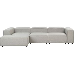 Beliani - Modern Right Hand 4 Seater Modular Sofa Black Legs Fabric Upholstery Light Grey Ardal