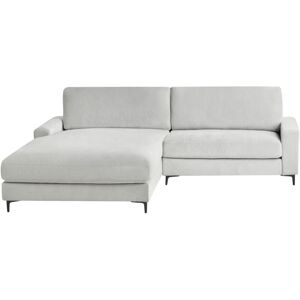 Beliani - Modern Right Hand Fabric Corner Sofa Chenille Finished Back Black Metal Legs Light Grey Maloy