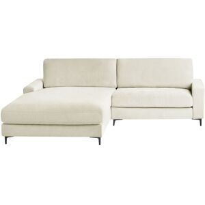 Beliani - Modern Right Hand Fabric Corner Sofa Upholstered Chenille Finished Back Black Metal Legs Off-White Maloy