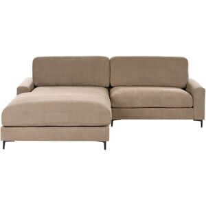 Beliani - Modern Right Hand Fabric Corner Sofa Upholstered Water-Repellent Finished Back Black Metal Legs Brown Maloy