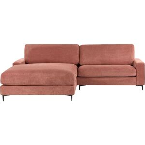 Beliani - Modern Right Hand Fabric Corner Sofa Upholstered Water-Repellent Finished Back Black Metal Legs Red Maloy