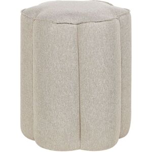 Beliani - Modern Round Pouffe Footstool Accent Linen Fabric Bedroom Living Room Beige Tappen