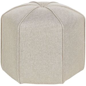 Beliani - Modern Round Pouffe Footstool Accent Linen Fabric Bedroom Living Room Beige Wishek