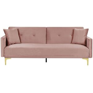 BELIANI Sofa Bed 3 Seater LUCAN Velvet Pink
