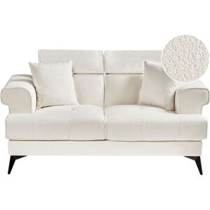 Beliani - Modern Upholstered 2 Seater Sofa Boucle with Adjustable Headrests White Skive