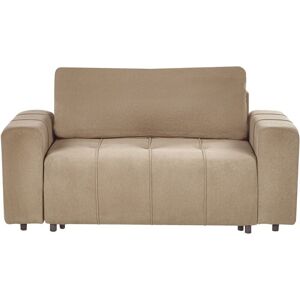 Beliani - Modern Upholstered 2 Seater Sofa Fabric with Storage Armrests Magazine Holder Brown Innvik