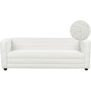 Beliani - Modern Upholstered 3 Seater Sofa Boucle Polyester Fabric Black Legs Armrests Off-White Hofn