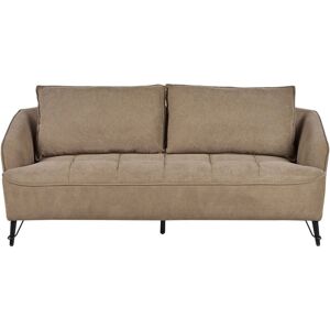 Beliani - Modern Upholstered 3 Seater Sofa Fabric Additional Pillows Brown Hobro