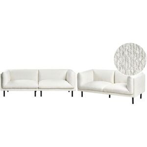 Beliani - Modern Upholstered 5 Seater Sofa Set Boucle Metal Legs Living Room Furniture Off-White Vorgod