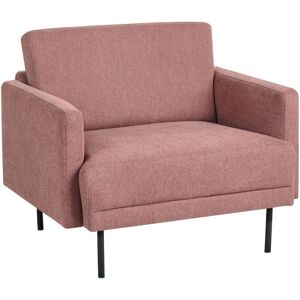 Beliani - Modern Upholstered Armchair Metal Legs Woven Water-Repellent Fabric Cushioned Back Pink Breda