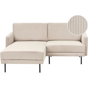Beliani - Modern Upholstered Right Hand Corner Sofa Couch 2-Seater Metal Legs Woven Corduroy Beige Cushioned Back Breda