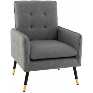 Costway - Modern Upholstered Sofa Chair Linen Fabric Accent Armchair Leisure Lounge Chair