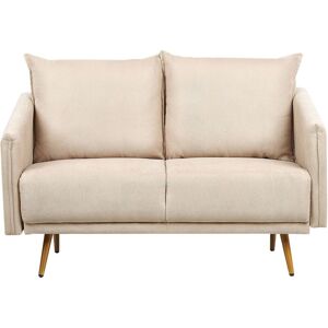 Beliani - Modern Velvet 2 Seater Sofa Beige Backrest Cushions Metal Legs Maura